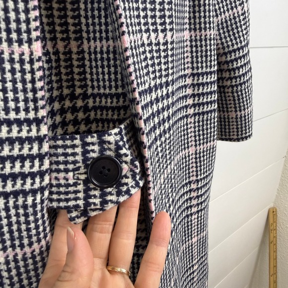 Brooks Brothers Womens 100% Wool Houndstooth Coat Navy Pink Plaid Size 6 SPRING - Picture 8 of 12